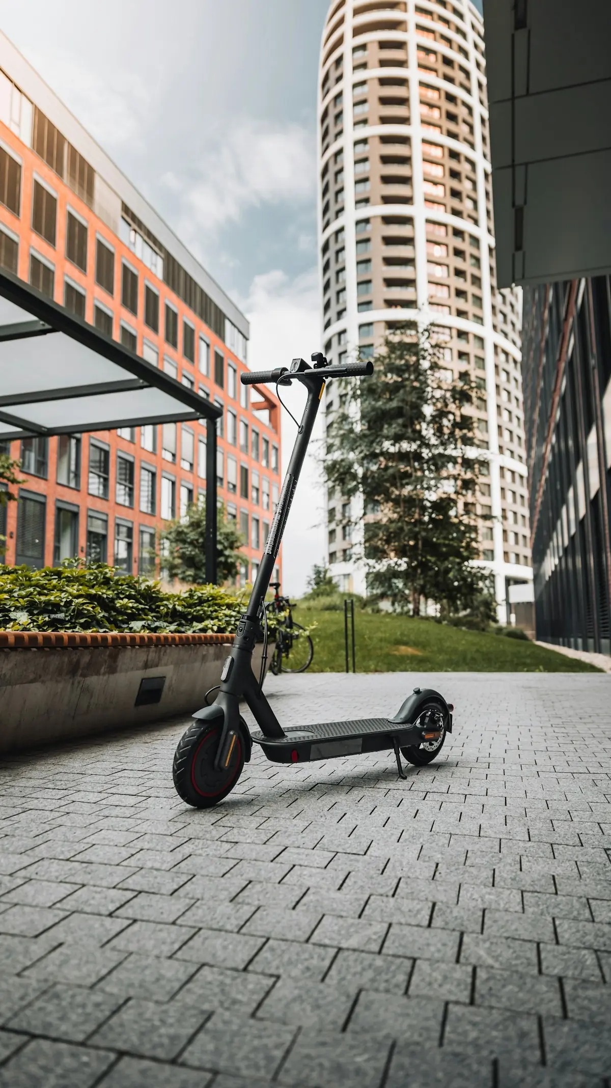 A kick scooter in the city